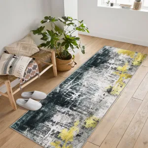 Washable Area Rug Large Cream Colorful Boho Vintage Bedroom Ultra-Thin Floral Carpet