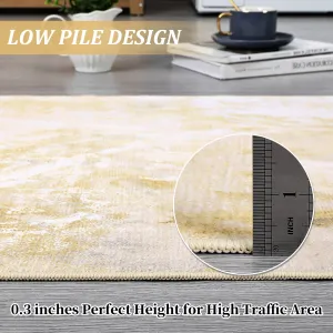 Machine Washable Non-Slip Rubberback Runner Carpet for Hallway Bedroom Living Room 10x13 Gold
