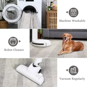 Modern Easy Area Rug Machine Washable Non-Slip Low Pile Stripe Pattern Rug for Living Room Bedroom Entryway Gray 10'x13'