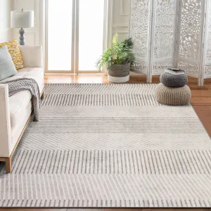 Modern Easy Area Rug Machine Washable Non-Slip Low Pile Stripe Pattern Rug for Living Room Bedroom Entryway Gray 5'x7'