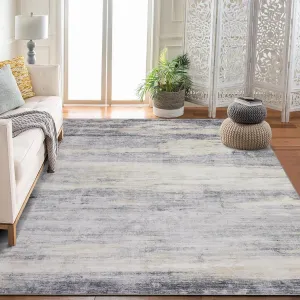 Washable Rug 9x12 Grey Modern Farmhouse Area Rug Foldable Low Pile Soft Abstract Pattern Non-Slip Stain Resistant
