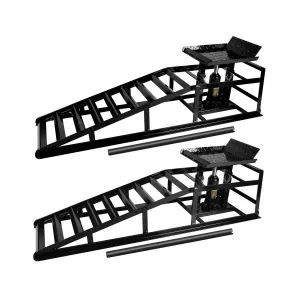 Hydraulic Car Ramps - 5T 11000lbs Capacity, Adjustable Height (9.3"-14"), Steel with Anti-Slip Plate, Ring Chain Bolt for Cars, SUVs, and Ligh, Black