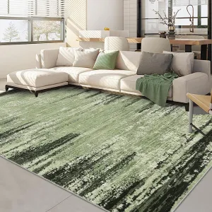 Washable Area Rugs 6x9 Modern Abstract Accent Carpet with Non-Slip Backing for Living Room Bedroom Office Green