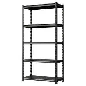 5-Tier Steel Garage Shelving Unit 770 lbs Shelf Capacity Adjustable Shelves Modular 2-in-1 Design Black Powder-Coated Heavy Duty Storage Rack for Garage & Basement