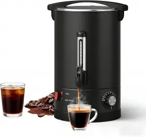 Double Wall Commercial Coffee Urn – 12L Stainless Steel Large Capacity Hot Water & Coffee Dispenser, Fast Heating Percolator – For Catering, Buffet, Event, Party, Office – Specification: 12L