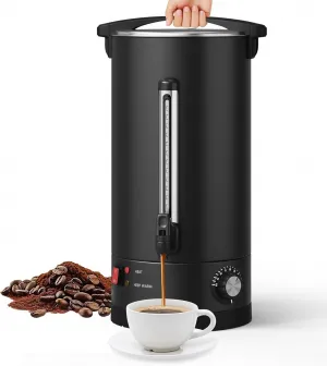 High Volume Stainless Steel Commercial Coffee Urn – 18L Double Wall Electric Hot Beverage Dispenser, Fast Heating & Easy Clean – For Catering, Buffet, Wedding, Party, Office – Specification: 18L