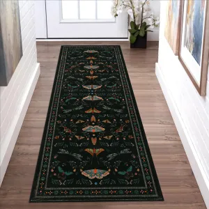 Insect Washable Soft Area Rugs for Living Room Bedroom 2'x6' Black Ultra-Thin Non Slip Stain Resistant Carpet