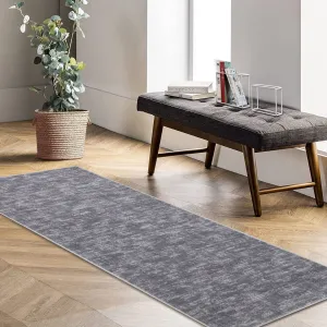 Solid Grey 2x6 Hallway Runner Rug Machine Washable Low Pile Non Slip Sturdy High Quality Pet Friendly Grey for Living Room