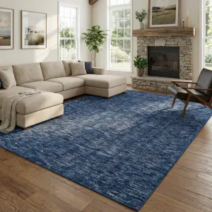 Large Area Rug 9x12 Living Room Rug Machine Washable Non Slip Floor Mat Modern Solid Soft Rugs Stain-Resistant Foldable Low Pile Carpet for Bedroom Nursery Office Dorm Kids Room Blue