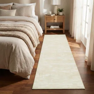 Washable Runner Rug 2x6 Hallway Runner Rug Modern Solid Color Non Slip Runners Minimalist Low Pile Non-Shedding Long Rugs Soft Thin Foldable Mat for Entryway Kitchen Bathroom Bedside Cream