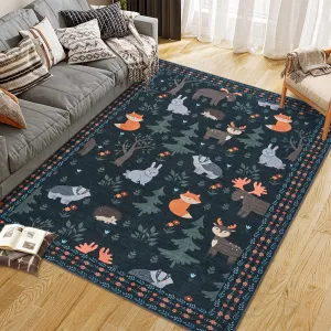 Soft Geometric Bedroom Rugs Memory Foam Carpet Floral Cozy Area Rugs for Living Room Non-Slip 0.3 Inch Grey