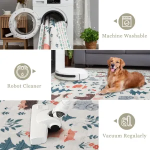 Soft Geometric Bedroom Rugs Memory Foam Carpet Floral Cozy Area Rugs for Living Room 0.3 Inch Thickness Non-Slip Rubber Backing