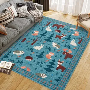 Soft Geometric Bedroom Rugs Memory Foam Carpet Floral Cozy Area Rugs for Living Room 0.3 Inch Thickness Foldable