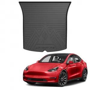 Trunk Mat for 2020-2024 Tesla Model Y 5-Seat- All-Weather TPE Rear Cargo Protector, Black