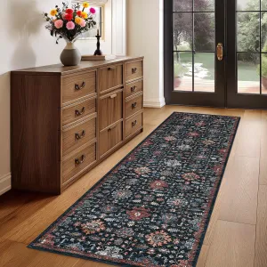 Runner Rug for Hallways 2'x 6',Soft Vintage Long Kitchen Rug Boho Non-Slip Washable Runner Rugs for Hallways Entryway Laundry Bedroom, Blue