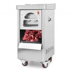 661 Lbs/H 1100W Commercial Meat Cutting Machine Stainless Steel 3mm Blade Red for Kitchen Supermarket