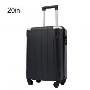 Hardshell Suitcase With Lightweight TSA Approved Locks And 3-Level Telescopic Handle, Expandable, Black, 20 Inches
