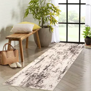 Washable Area Rug Vintage Foldable Thin Soft Low-Pile Non-Slip Stain Resistant Floor Carpet Brown 2x6 for Living Room Bedroom Dining Room Hallways Entryway