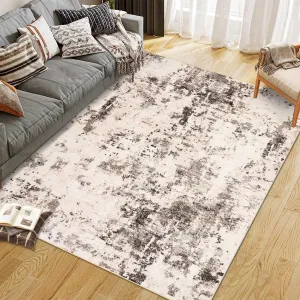 Washable Area Rug Vintage Foldable Thin Rug Soft Low-Pile Non-Slip Stain Resistant Floor Carpet Indoor for Living Room Bedroom Dining Room Hallways Entryway Under Table Rug Brown 5*7