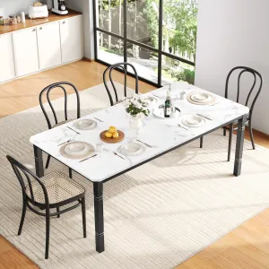 Farmhouse Dining Table, 78.7" Rectangular Industrial Sturdy Kitchen Table with Metal Frame Chamfered Corners Engineered Wood Seats 6-8 for Dining Room Kitchen