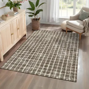 Washable Area Rug 6x9 Rugs for Living Room Geometric Checkered Print Soft Thin Carpet for Bedroom Large Non Slip Stain Resistant Floor Cover for Dining Room Nusery Indoor Use