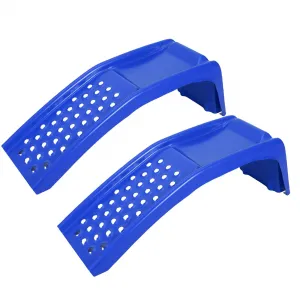 Car Ramp Set of 2 Heavy Duty Steel Ramps 8000lbs Load Capacity 8-inch Lift Extruded Traction Holes Compact Storage for Garage Repair