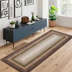 Printed Rug Braided Pattern Washable Runner 2x8 Non Slip Kitchen Hallway Rug Stain Resistant Low Pile