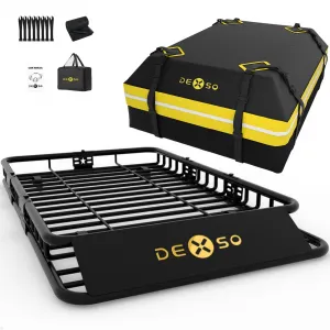 64" x 39" x 6“ Universal Roof Rack Basket, Waterproof Luggage Bag for SUVs, Trucks, Vehicles, 200 Lbs Capacity, Black