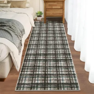 Teal & Brown 2x6 Washable Runner Rugs Modern Bathroom Rugs Non Slip Kitchen Rugs with Rubber Backing Entryway Rug Soft Non Shedding Stain Resistant Carpet for Laundry Hallway Bedside