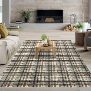 Green & Coffee Large Area Rug 10x13 Rug for Living Room Modern Washable Rugs Non Slip Soft Low Pile Throw Rugs Stain Resistant Carpet for Bedroom Office Dining Room Nursery