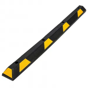 72 Inch Parking Curb Rubber Stopper  Heavy Duty Reflective Yellow Stripes Durable Solid Rubber for Driveways and Parking Lots