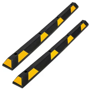 Car Parking Stopper 72 Inch Heavy Duty Rubber Wheel Stopper with Yellow Reflective Strips for Garage, Cars, Trucks, Trailers, Vans, 2 Pack