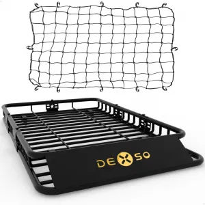 64" x 39" x 6" Universal Roof Rack Basket with Cargo Net, Heavy Duty Luggage Holder for SUVs, Trucks, Vehicles, Black