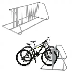 Double Side 12 Bike Floor Rack 71" Length Heavy Duty Steel Freestanding Weighted Base Vertical Storage Garage Yard