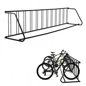 Single Side 12 Bike Floor Rack 147" Length Heavy Duty Steel Freestanding Weighted Base Vertical Storage for Garages Streets Yards