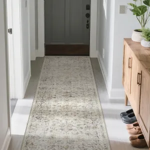 Area Rug | Rugs for Living Room | Washable – 2x6 Vintage Floral Area Rugs, Soft Cashmere Cotton & TPR Non-Slip Backing Carpet for Bedroom, Bathroom, Dining Room, Kitchen, Entryway & Office