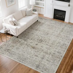 Area Rug | Rugs for Living Room | Washable – 8x10 Vintage Floral Area Rugs, Soft Cashmere Cotton & TPR Non-Slip Backing Carpet for Bedroom, Bathroom, Dining Room, Kitchen, Entryway & Office