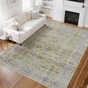 Area Rug | Rugs for Living Room | Washable – 5x7 Vintage Floral Area Rugs, Soft Cashmere Cotton & TPR Non-Slip Backing Carpet for Bedroom, Bathroom, Dining Room, Kitchen, Entryway & Office