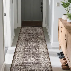 Area Rug | Rugs for Living Room | Washable – 2x6 Vintage Floral Area Rugs, Soft Cashmere Cotton & TPR Non-Slip Backing Carpet for Bedroom, Bathroom, Dining Room, Kitchen, Entryway & Office