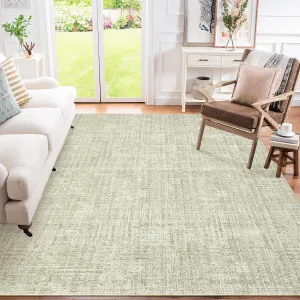 Area Rugs 10x13 Washable Large Rugs for Living Room Bedroom, Low Pile Soft Carpet, Sage Green
