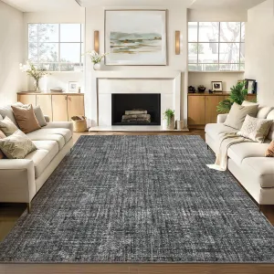 Washable 5x7 Area Rug Solid Color Low Pile Non-Slip Polyester Durable Stain Resistant Modern Living Room Bedroom Dining