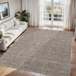 Washable 5x7 Area Rugs Brown Non Slip Low Pile Stain Resistant Soft Rug for Living Room Bedroom Dining Room Entryway