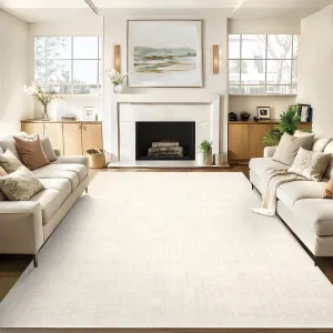 Area Rugs 10x13 Washable Large Rugs for Living Room Bedroom, Low Pile Soft Carpet, Cream