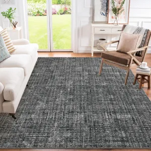 Large 9x12 Modern Solid Area Rug with Non-Slip Backing and Low Pile, 100% Polyester, Machine Washable, Non-Shedding, Soft Faux Wool Velvet for Living Room Bedroom Dining