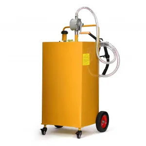 50 Gal Fuel Caddy With Manual Pump Heavy Duty Gasoline Diesel Transfer Tank On Wheels Orange
