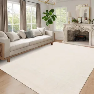 Washable Area Rugs 5x7 Ultra-Soft Non-Slip Stain-Resistant Polyester Modern Minimalist Indoor Floor Carpet for Living Room Bedroom Kitchen, Cream White