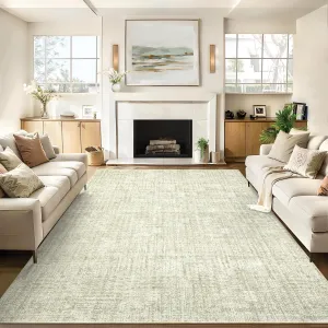 Washable 8x10 Rug Non Slip Backing Sage Green Living Room Area Rug Modern Abstract Carpet