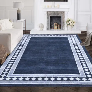 Washable Rugs 8x10 Blue Rug for Living Room Bedroom Dining Room, Modern Area Rug, Soft Non Shedding, Stain Resistant