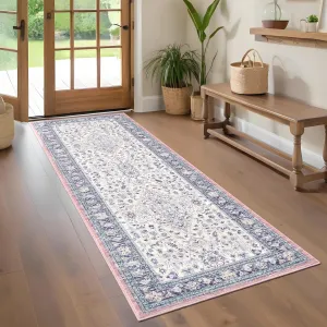 2x6 Hallway Runner Washable Rugs Vintage Non Slip Carpets for Living Room Bedroom, Purple
