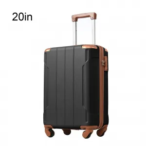 Hardshell Suitcase With Lightweight TSA Approved Locks, 3-Level Telescopic Handle, Expandable Function, Black Brown, 20 Inches